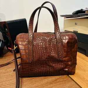 Fossil Brown Embossed  Bag